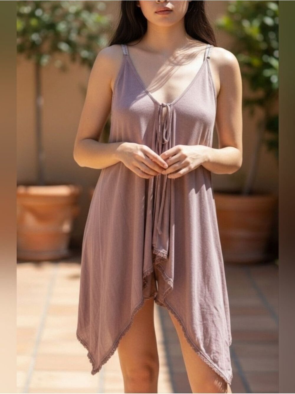 POL Spaghetti Strap Beach Cover Up Mauve #DR6